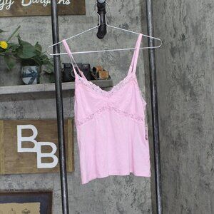 NEW INC International Concepts Lace-Trim Knit Lounge Sleep Tank Top Pale Pink XS